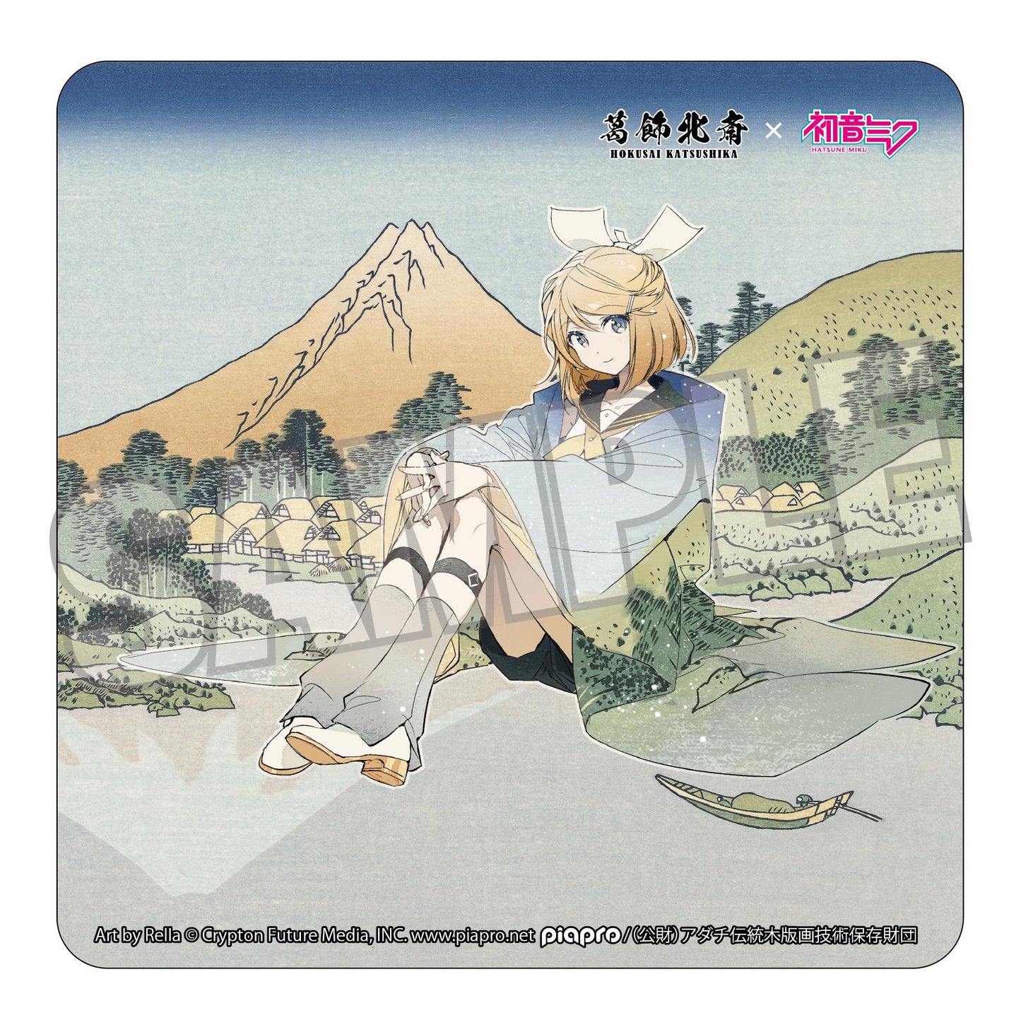 【Pre-order】Hokusai Katsushika x Hatsune Miku - Kagamine Rin Car Magnet (by Rella; Reflection in Lake at Misaka in Kai Province)