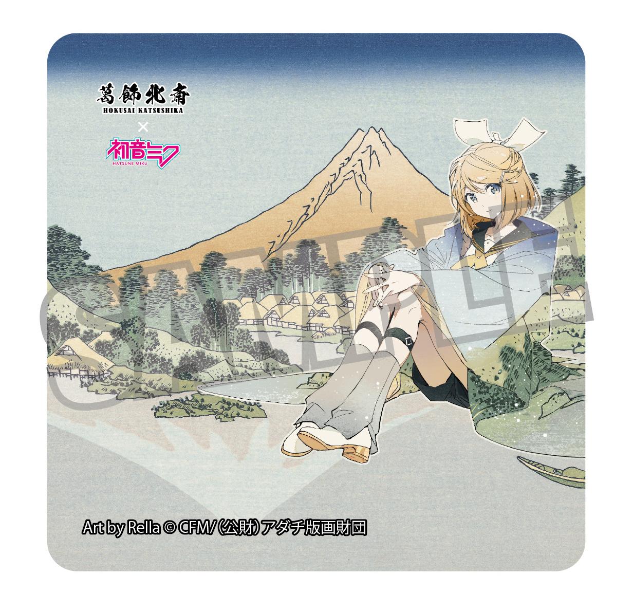 【Pre-order】Hokusai Katsushika x Hatsune Miku - Kagamine Rin Sticker (Rella; Reflection in Lake at Misaka in Kai Province)