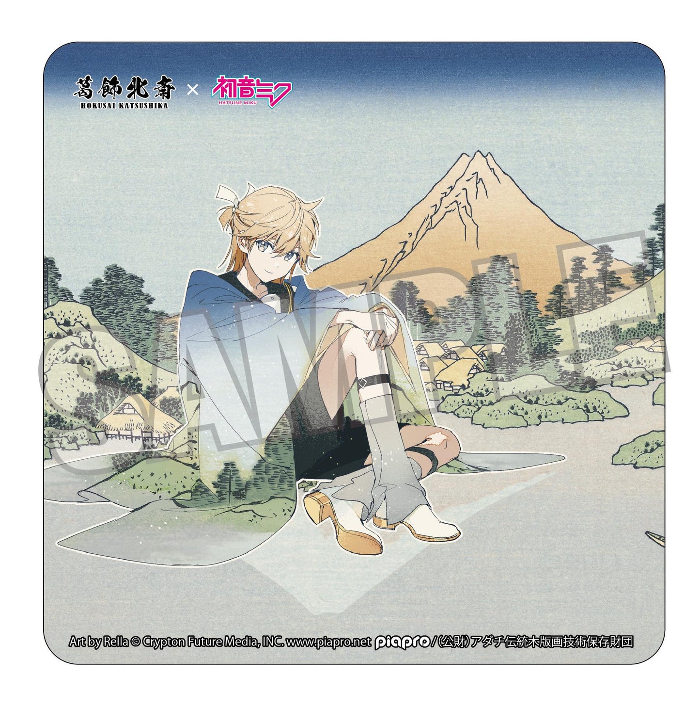 【Pre-order】Hokusai Katsushika x Hatsune Miku - Kagamine Len Car Magnet (by Rella; Reflection in Lake at Misaka in Kai Province)