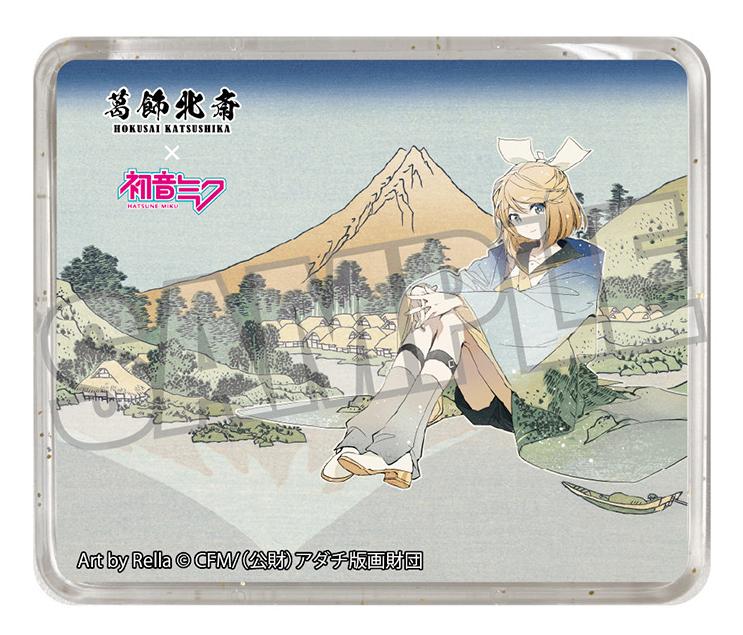 【Pre-order】Hokusai Katsushika x Hatsune Miku - Kagamine Rin 3D Magnet (by Rella; Reflection in Lake at Misaka in Kai Province)