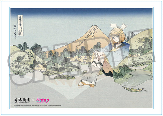 【Pre-order】Hokusai Katsushika x Hatsune Miku - Kagamine Rin A3 Acrylic Panel (by Rella; with Serial Number; Reflection in Lake at Misaka in Kai Province)