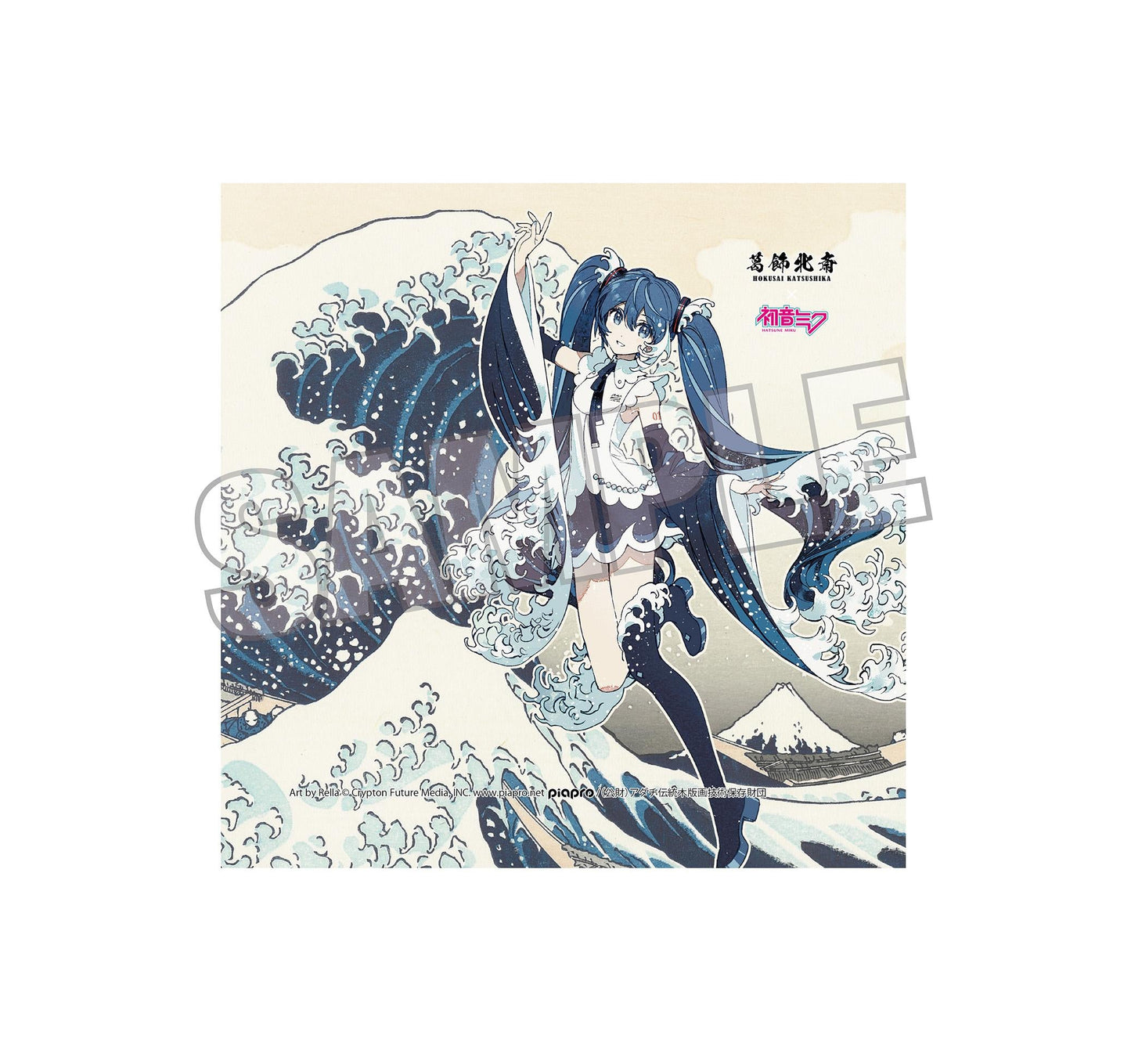 【Pre-order】Hokusai Katsushika x Hatsune Miku - Hatsune Miku Hand Towel (by Rella; The Great Wave off Kanagawa)