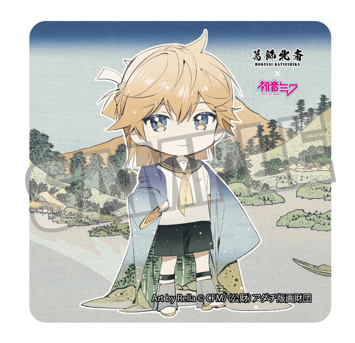 【Pre-order】Hokusai Katsushika x Hatsune Miku - Kagamine Len Sticker (Rella, Mini Character, Reflection in Lake at Misaka in Kai Province)