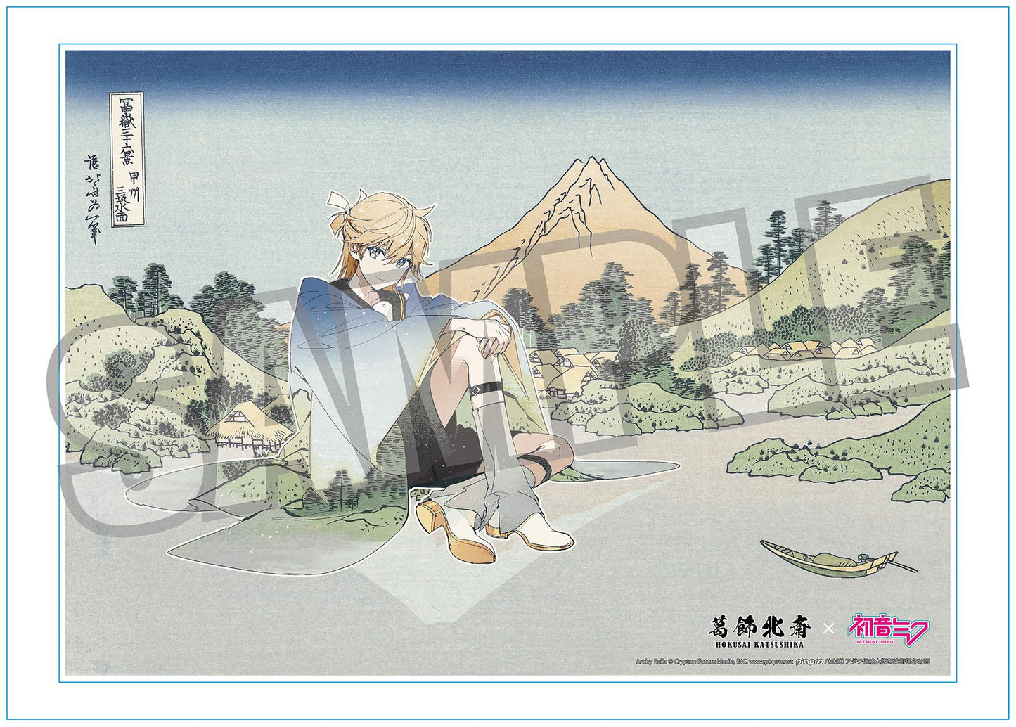 【Pre-order】Hokusai Katsushika x Hatsune Miku - Kagamine Len A3 Acrylic Panel (by Rella; with Serial Number; Reflection in Lake at Misaka in Kai Province)
