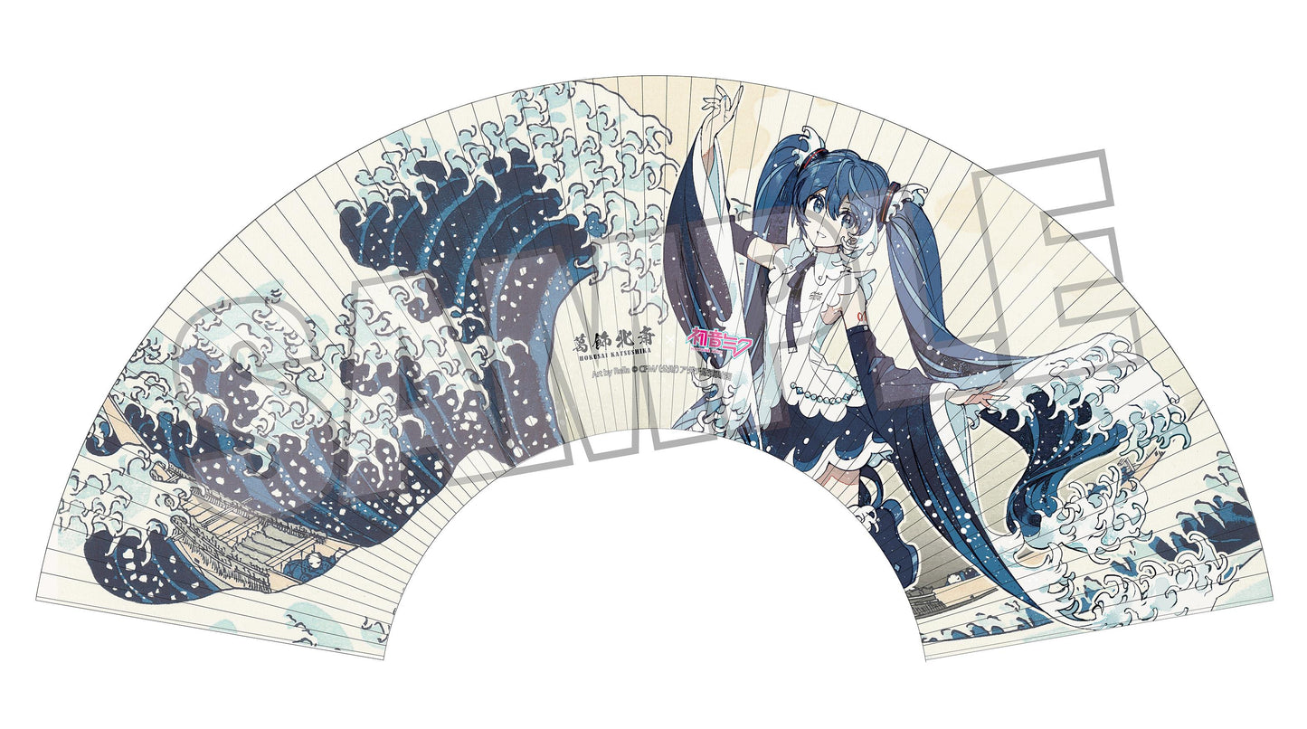【Pre-order】Hokusai Katsushika x Hatsune Miku - Hatsune Miku Folding Fan (by Rella; The Great Wave off Kanagawa)