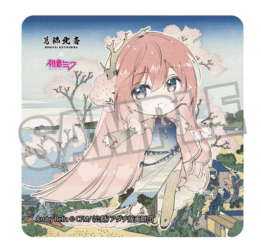 【Pre-order】Hokusai Katsushika x Hatsune Miku - Megurine Luka Sticker (Rella; Mini Character; Mt. Fuji from Gotenyama Hill in Shinagawa on the Tokaido)