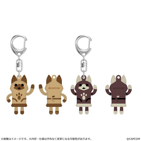 【Pre-order】Monster Hunter Wilds - Dancing White Cat, Dancing Black Cat rubber keychain (set)